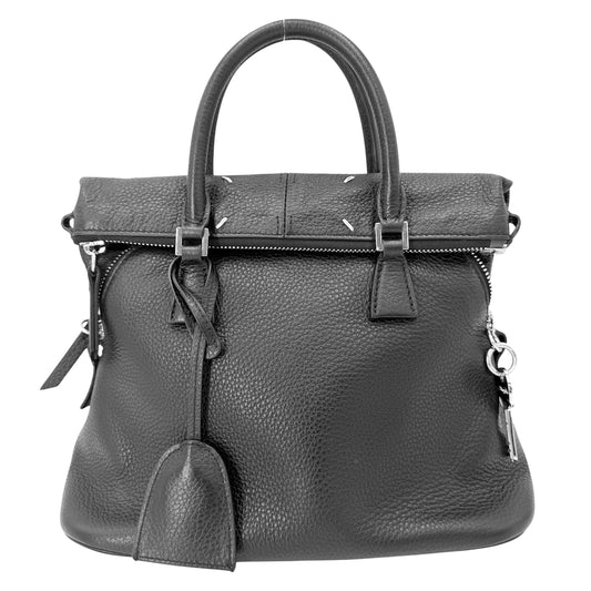 MAISON MARGIELA メゾンマルジェラ 2WAY ソフト 5AC ミニ ハンドバッグ ショルダーバッグ SB1WG0084 レザー ブラック 黒 シルバー金具 レディース【中古品】