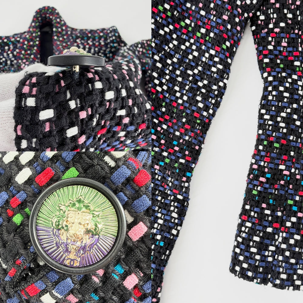 CHANEL シャネル テーラードジャケット 服 アパレル アウター 36 ブラック 黒 マルチカラー 秋 コットン レディース【中古品】