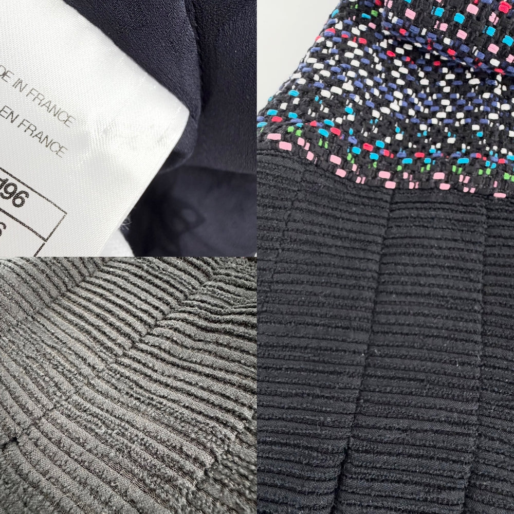CHANEL シャネル ワンピース ツイード プリーツ ココマーク アパレル 服 36 ブラック 黒 マルチカラー 秋 コットン レディース【中古品】