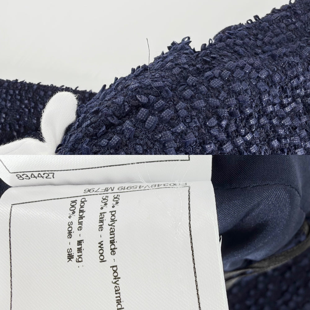 CHANEL シャネル パンツ ココボタン ボトムス アパレル スラックス ハイウエスト 服 36 ネイビー 紺 秋 冬 ウール ポリアミド レディース【中古品】