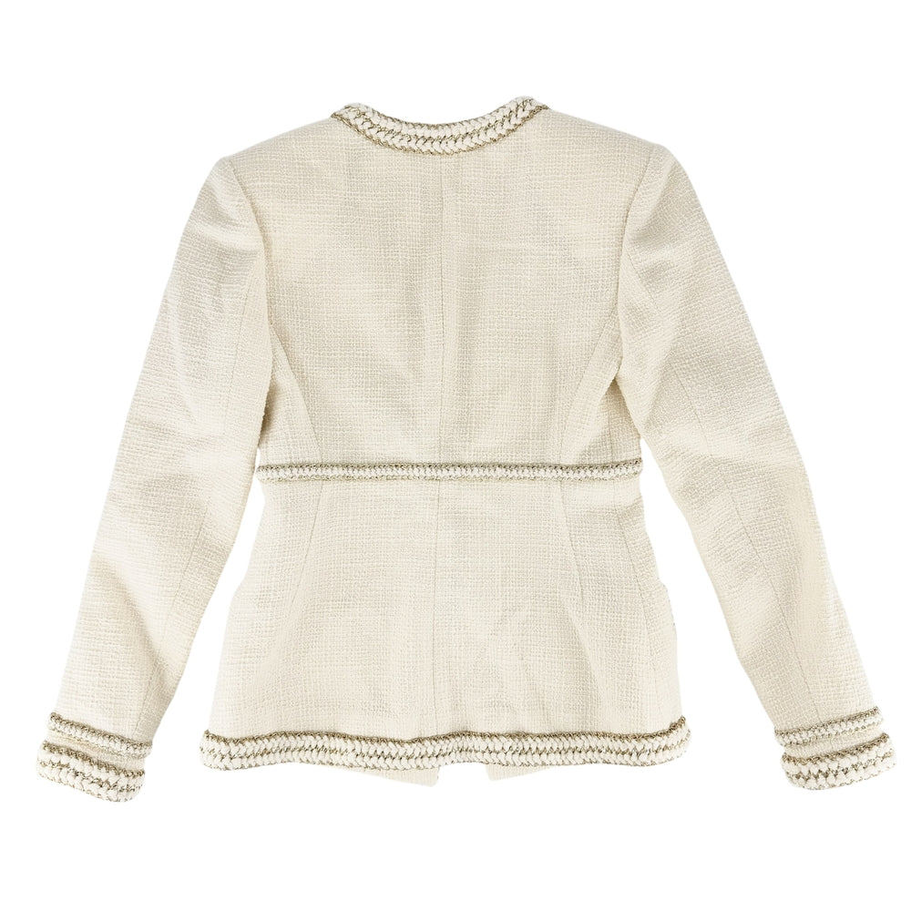 CHANEL シャネル ノーカラージャケット ココボタン 服 アパレル アウター 36 アイボリー ゴールド ゴールド金具 春 秋 ウール レディース【中古品】