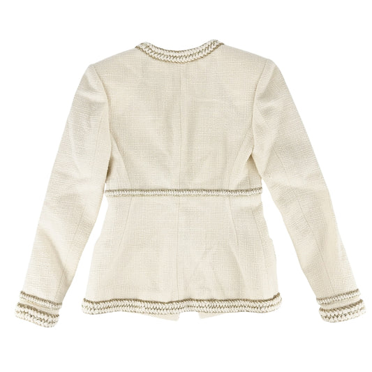 CHANEL シャネル ノーカラージャケット ココボタン 服 アパレル アウター 36 アイボリー ゴールド ゴールド金具 春 秋 ウール レディース【中古品】