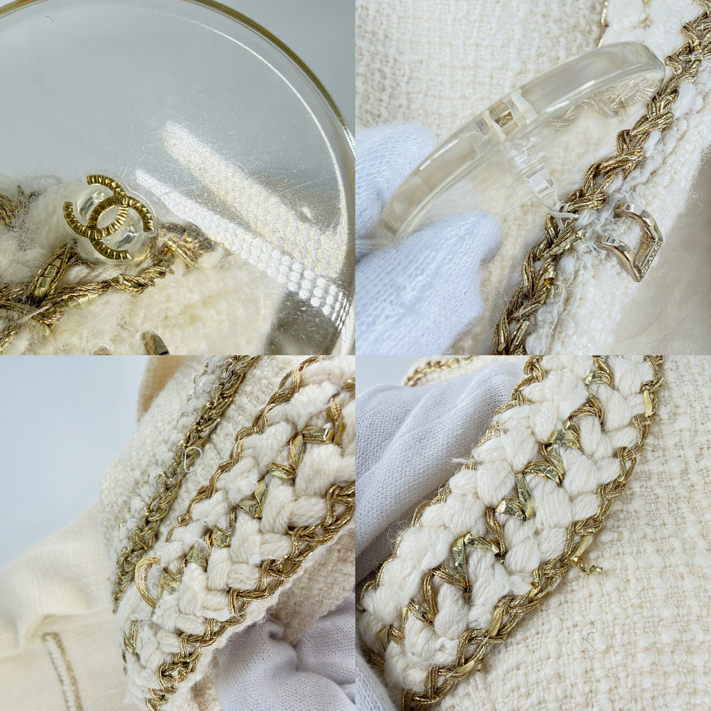 CHANEL シャネル ノーカラージャケット ココボタン 服 アパレル アウター 36 アイボリー ゴールド ゴールド金具 春 秋 ウール レディース【中古品】