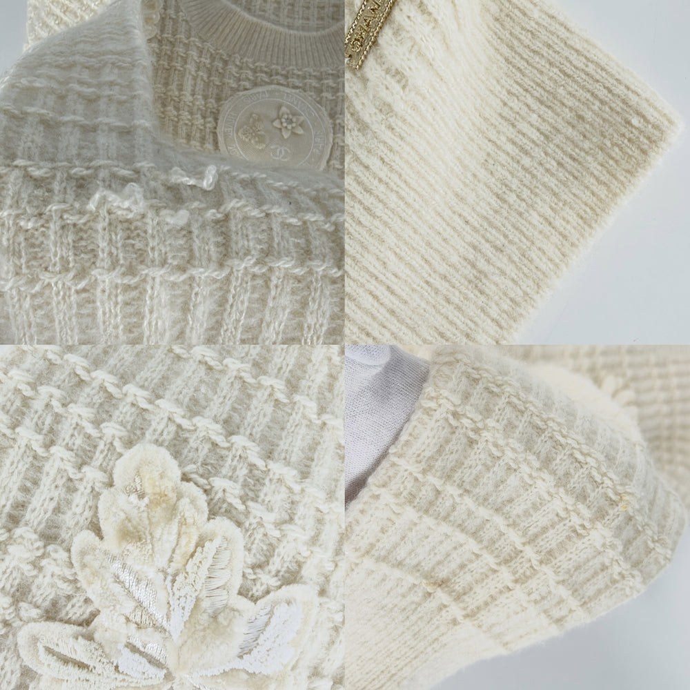 CHANEL シャネル ニット ココマーク 服 アパレル トップス ヴィンテージ 38 アイボリー 秋 冬 カシミヤ ウール シルク ポリアミド レディース【中古品】