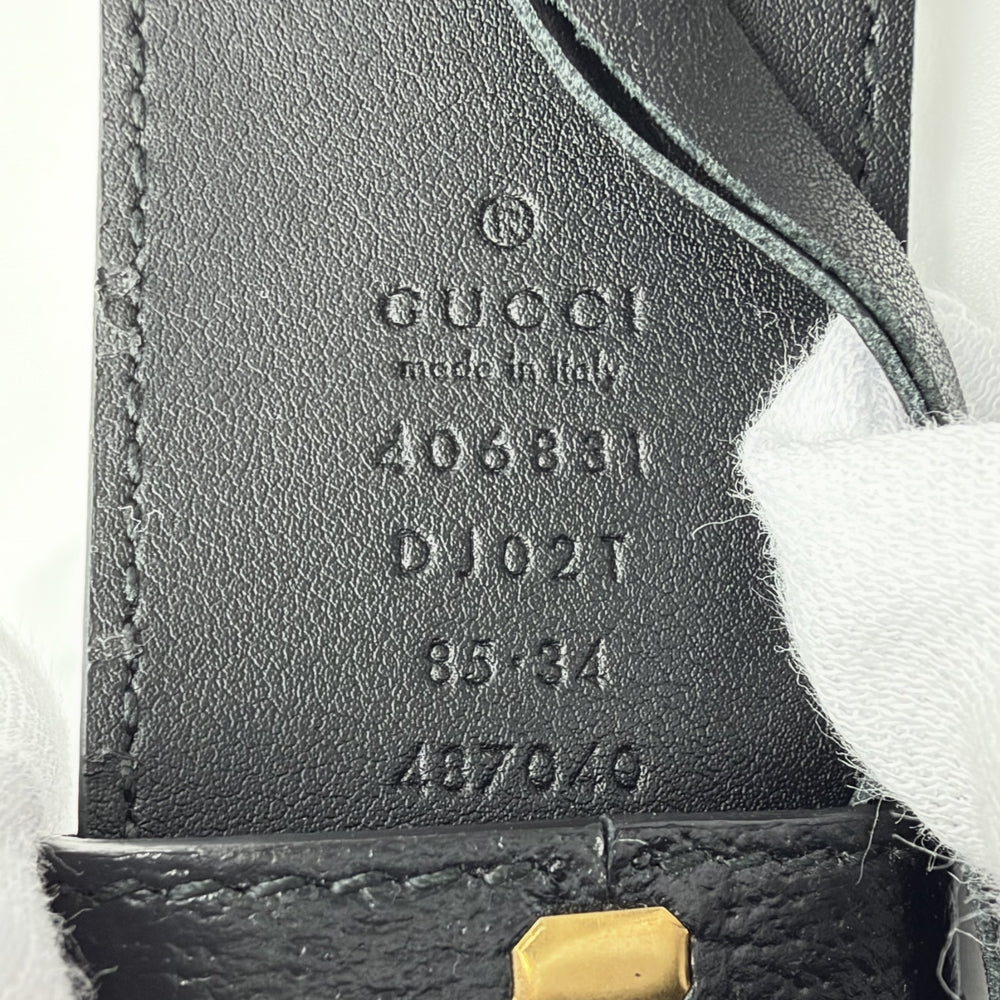 GUCCI グッチ ベルト GGマーモント ダブルGワイドベルト ファッションアイテム 406831 レザー ブラック 黒 ゴールド金具 メンズ【中古品】