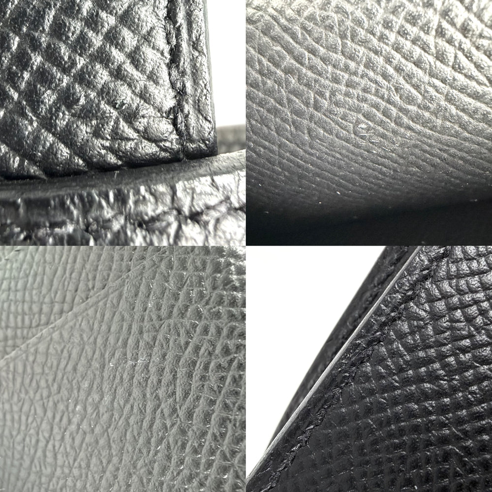 HERMES エルメス 長財布 ケリーウォレットミディアム 折り財布 D刻印 ヴォーエプソン ブラック 黒 ゴールド金具 レディース 2019年【中古品】