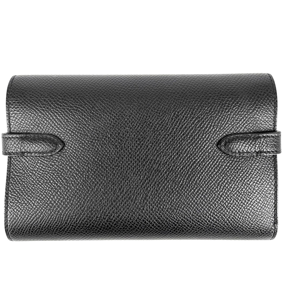 HERMES エルメス 長財布 ケリーウォレットミディアム 折り財布 D刻印 ヴォーエプソン ブラック 黒 ゴールド金具 レディース 2019年【中古品】