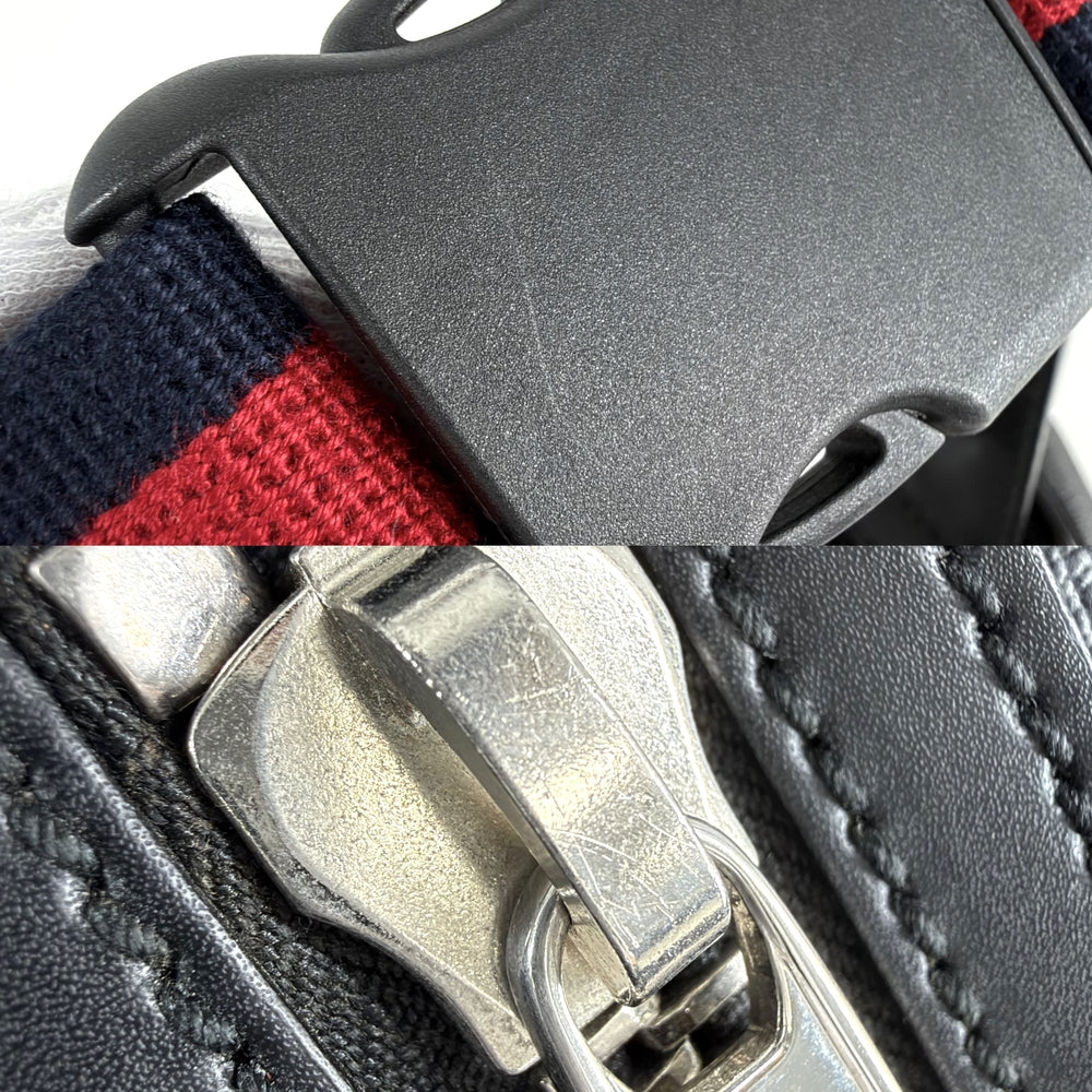 GUCCI グッチ ウエストバッグ スモール ベルトバッグ ボディバッグ ウェブストライプ 474293 GGスプリームキャンバス レザー ブラック 黒 シルバー金具 メンズ【中古品】