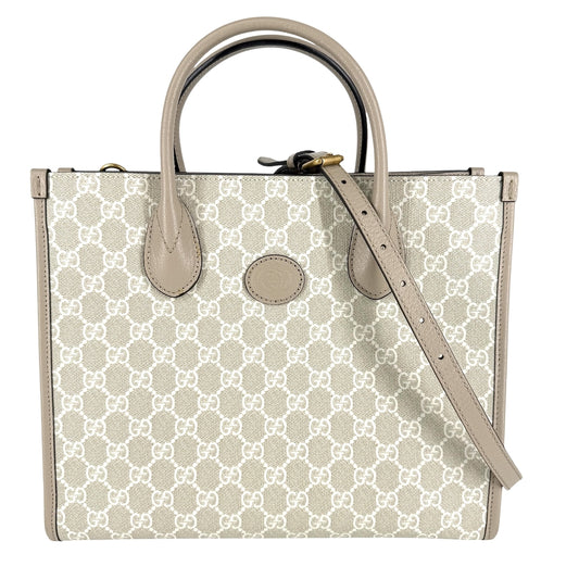 GUCCI グッチ 2WAY トートバッグ ショルダーバッグ 659983 GGスプリームキャンバス レザー ベージュ ゴールド金具 レディース【中古品】