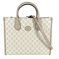 GUCCI グッチ 2WAY トートバッグ ショルダーバッグ 659983 GGスプリームキャンバス レザー ベージュ ゴールド金具 レディース【中古品】
