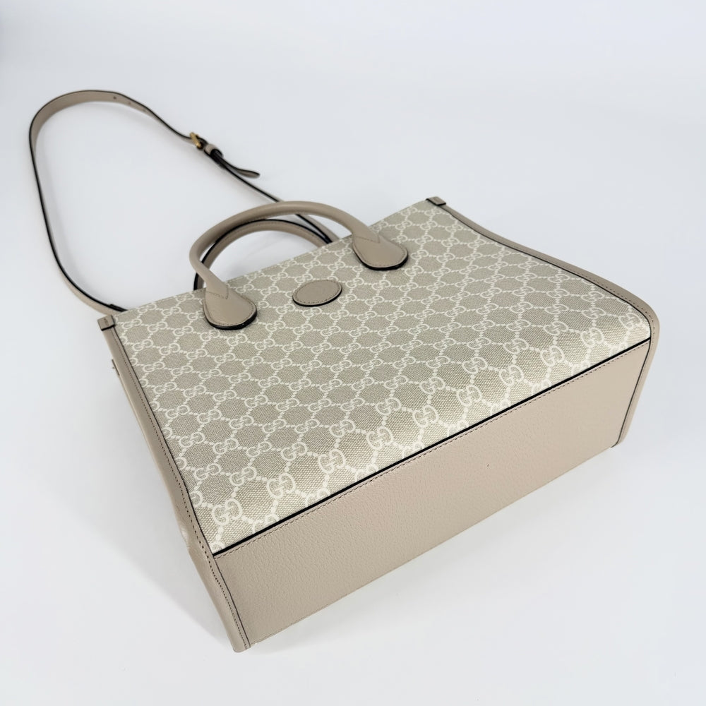 GUCCI グッチ 2WAY トートバッグ ショルダーバッグ 659983 GGスプリームキャンバス レザー ベージュ ゴールド金具 レディース【中古品】