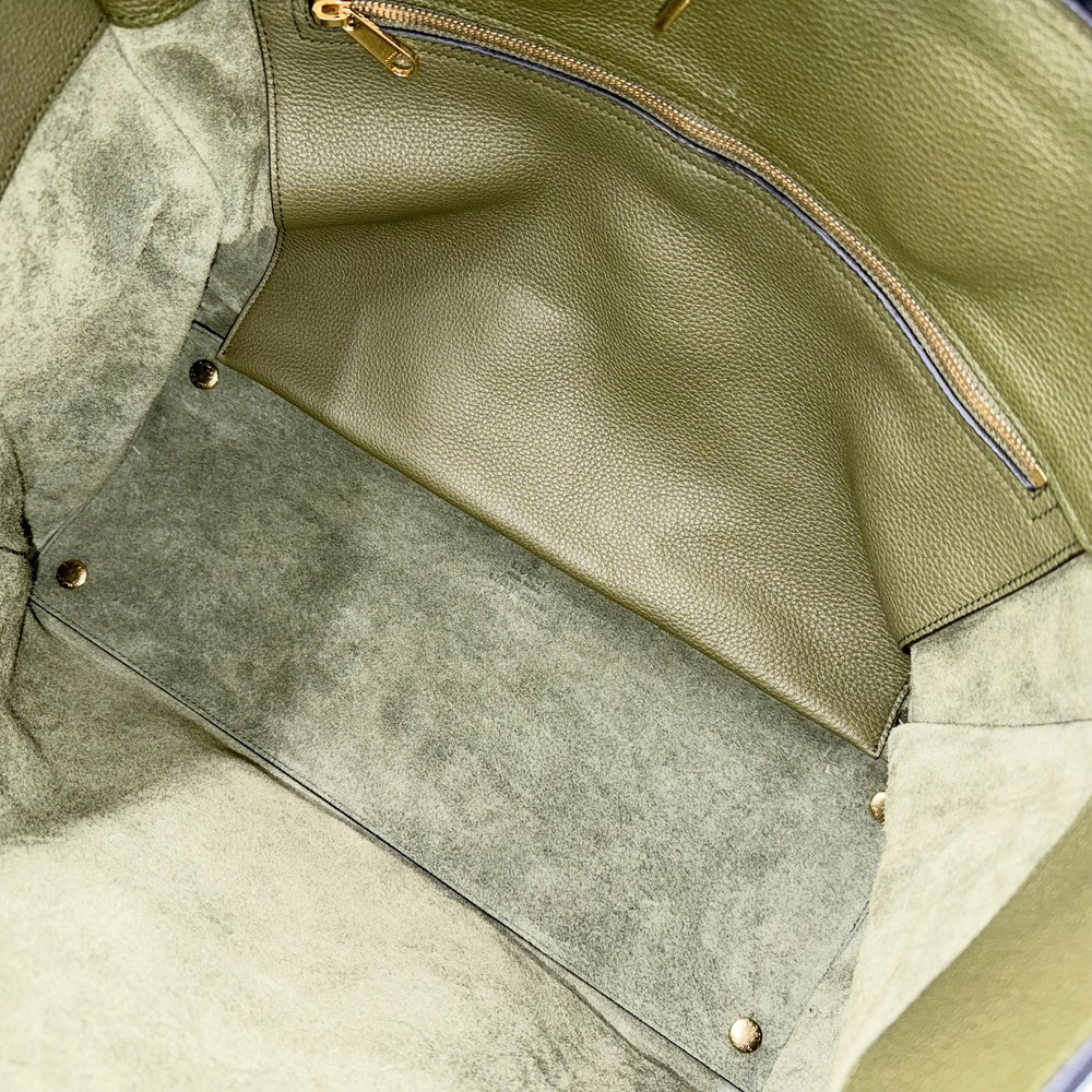 GUCCI グッチ 2WAY ラージ トートバッグ ショルダーバッグ 674837 レザー カーキ ゴールド金具 レディース【中古品】