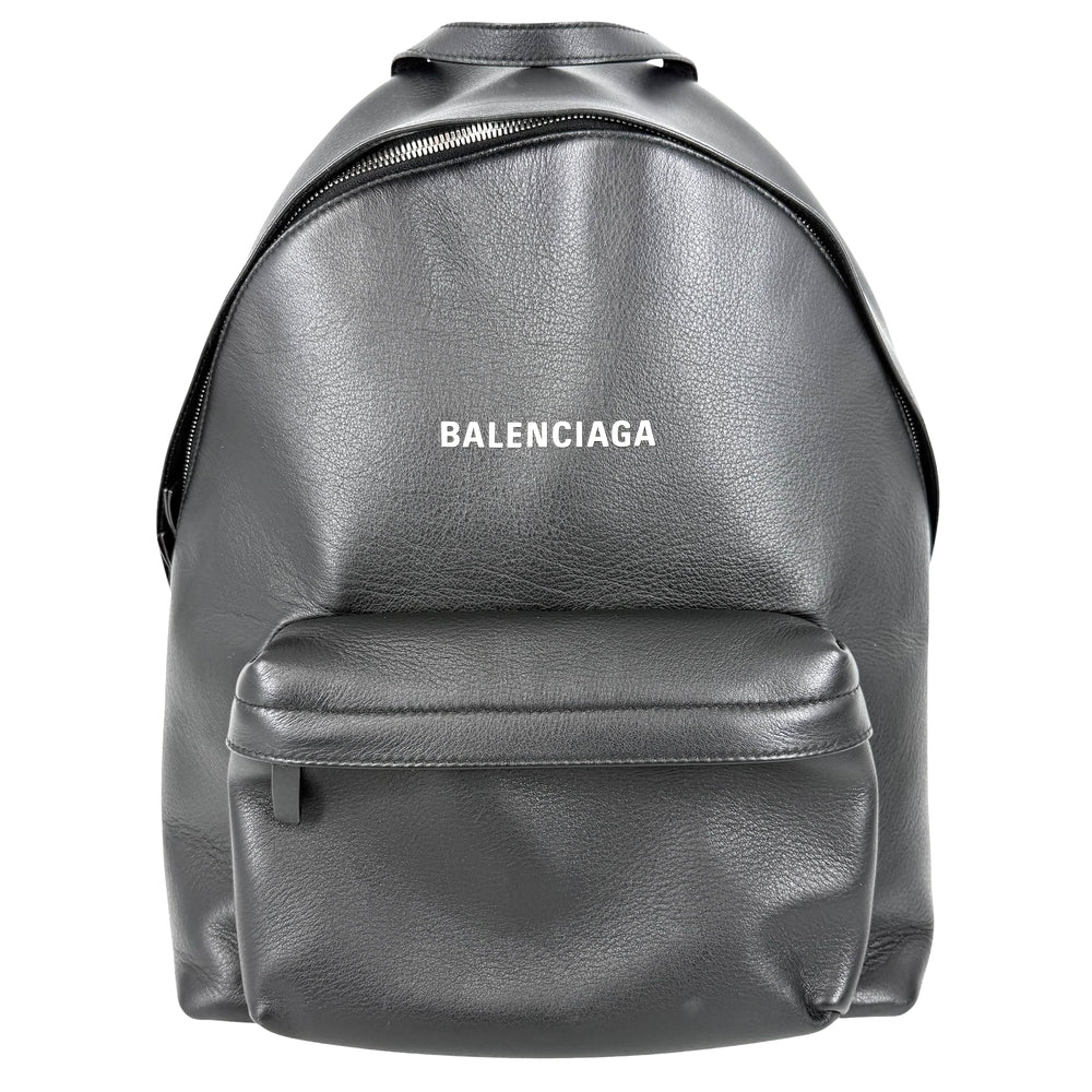 BALENCIAGA バレンシアガ リュック エブリデイ バックパック ロゴ 552374 レザー ブラック 黒 シルバー金具 メンズ【中古品】