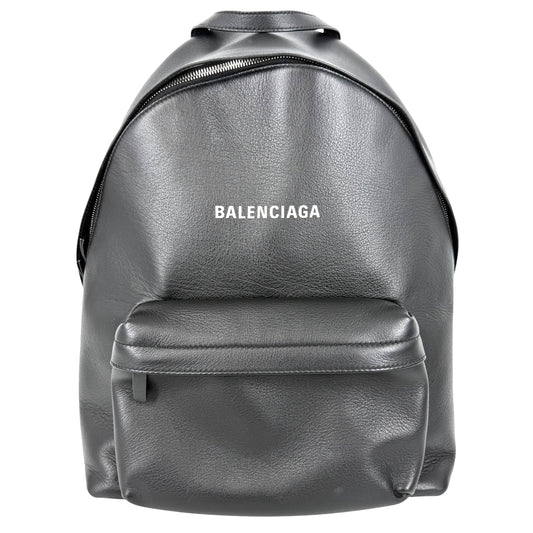 BALENCIAGA バレンシアガ リュック エブリデイ バックパック ロゴ 552374 レザー ブラック 黒 シルバー金具 メンズ【中古品】