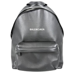 BALENCIAGA バレンシアガ リュック エブリデイ バックパック ロゴ 552374 レザー ブラック 黒 シルバー金具 メンズ【中古品】