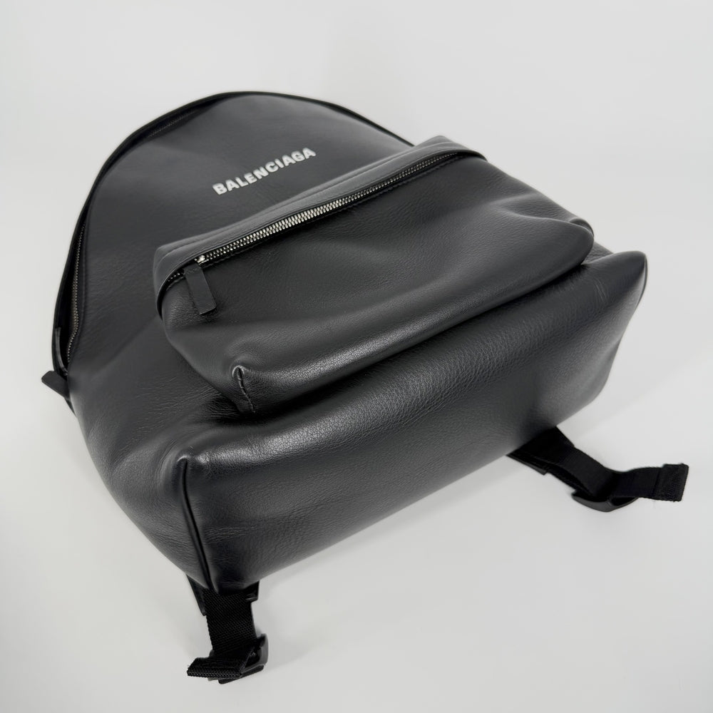 BALENCIAGA バレンシアガ リュック エブリデイ バックパック ロゴ 552374 レザー ブラック 黒 シルバー金具 メンズ【中古品】