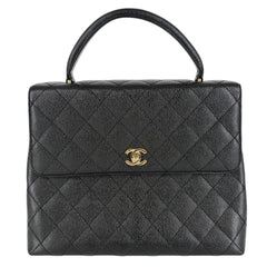 CHANEL シャネル ハンドバッグ マトラッセ ココマーク ターンロック トップハンドル A12397 キャビアスキン ブラック 黒 ゴールド金具 レディース【中古品】