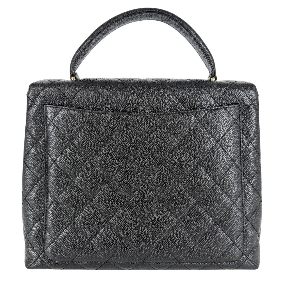 CHANEL シャネル ハンドバッグ マトラッセ ココマーク ターンロック トップハンドル A12397 キャビアスキン ブラック 黒 ゴールド金具 レディース【中古品】