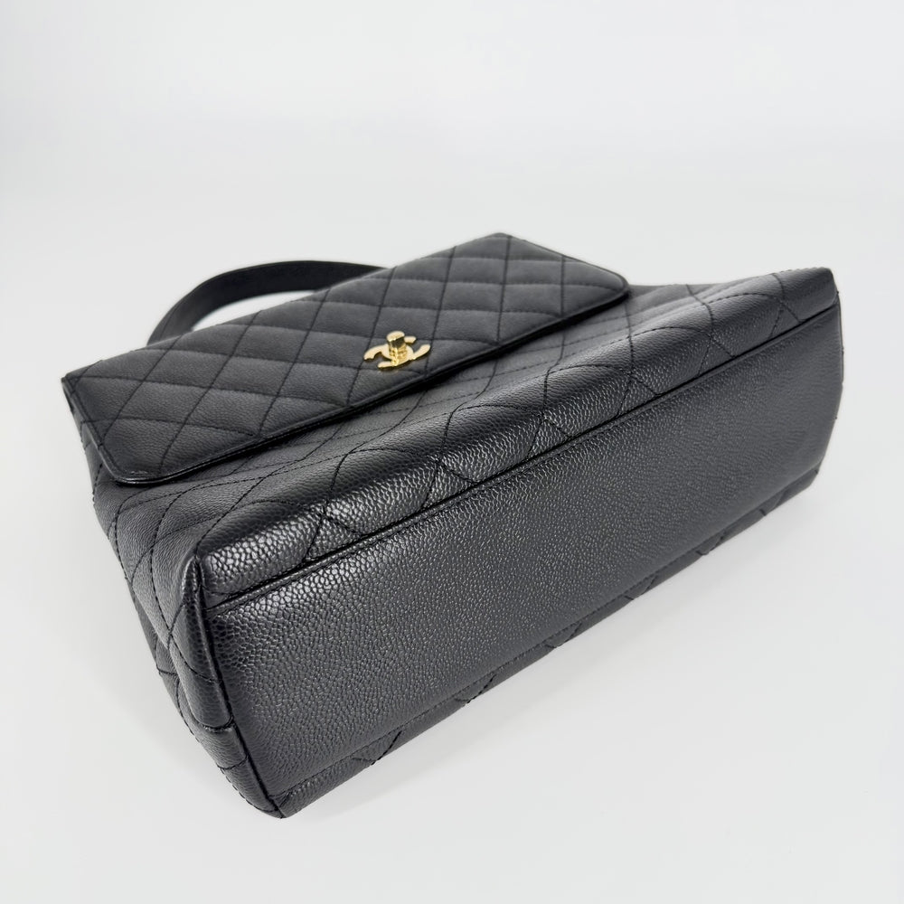 CHANEL シャネル ハンドバッグ マトラッセ ココマーク ターンロック トップハンドル A12397 キャビアスキン ブラック 黒 ゴールド金具 レディース【中古品】