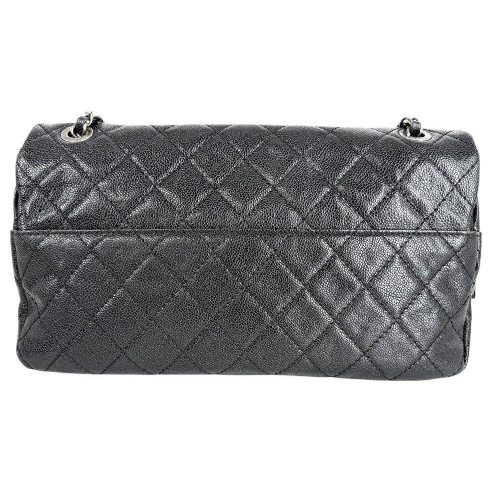 CHANEL シャネル ショルダーバッグ ダブルチェーン ココマーク キャビアスキン ブラック 黒 アンティークシルバー金具 レディース【中古品】