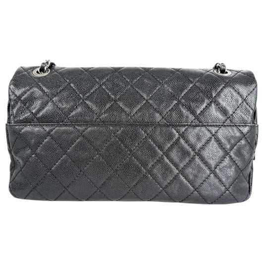 CHANEL シャネル ショルダーバッグ ダブルチェーン ココマーク キャビアスキン ブラック 黒 アンティークシルバー金具 レディース【中古品】