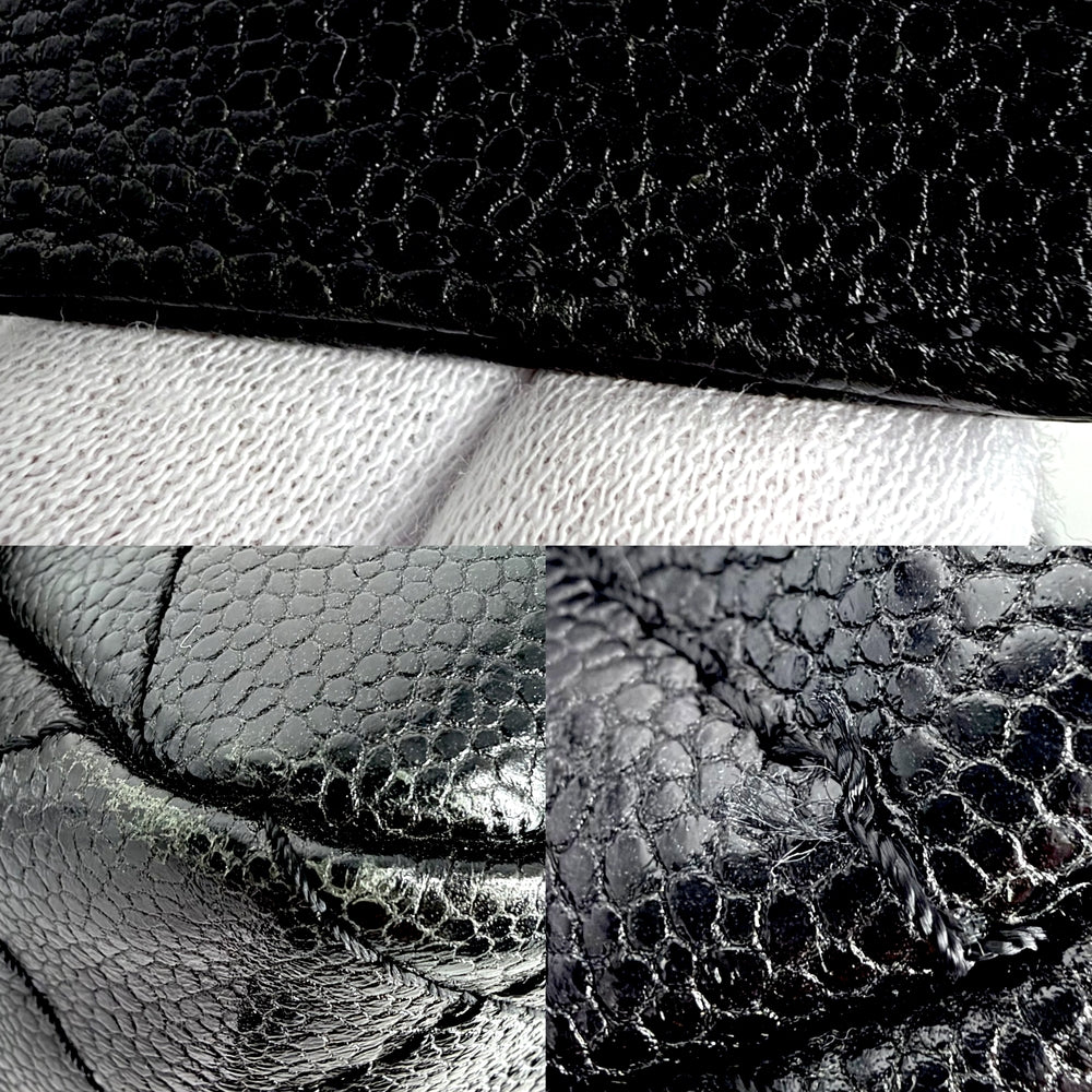 CHANEL シャネル ショルダーバッグ ダブルチェーン ココマーク キャビアスキン ブラック 黒 アンティークシルバー金具 レディース【中古品】