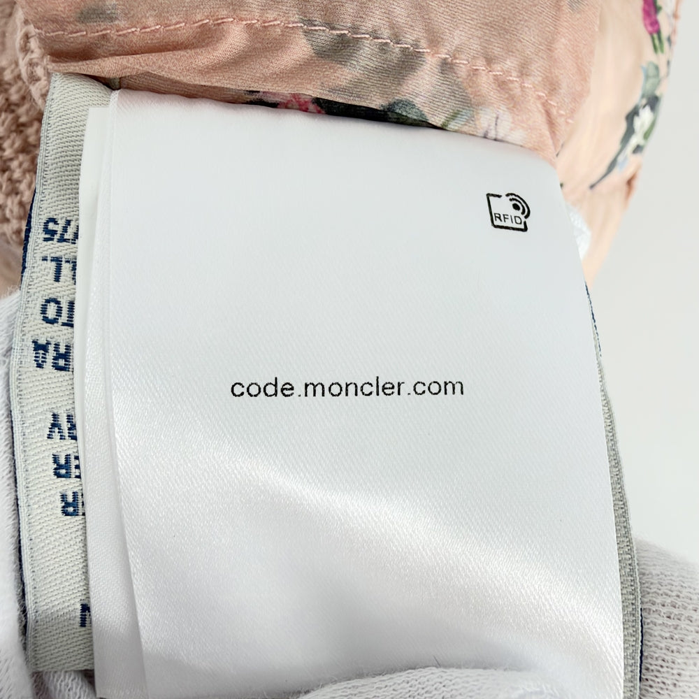MONCLER モンクレール ダウンジャケット 花柄 MAGLIONE TRICOT アウター ジップアップ ニット S ピンク シルバー金具 秋 冬 ナイロン レディース【中古品】