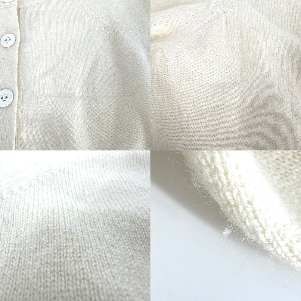 CHANEL シャネル カーディガン ニット ココマーク ショート丈 アパレル 服 36 アイボリー 春 秋 カシミヤ レディース【中古品】