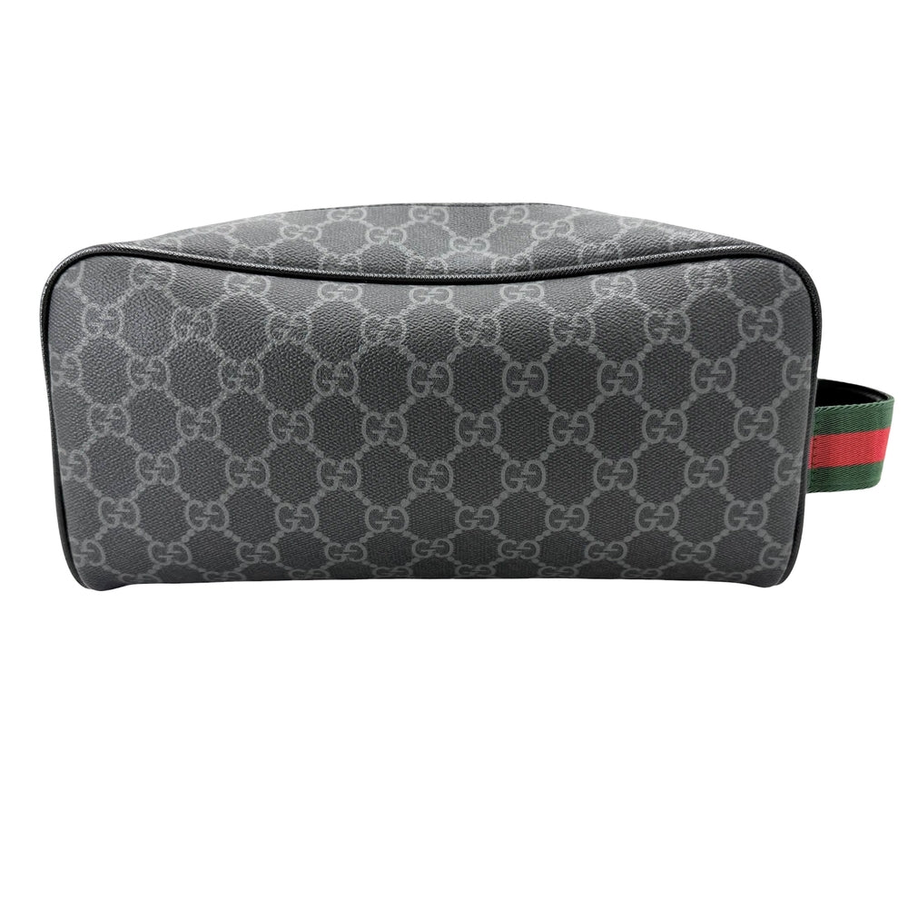 GUCCI グッチ ポーチ ウェブストライプ スモール コスメティックケース コスメポーチ セカンドバッグ 855753 GGスプリームキャンバス ブラック 黒 シルバー金具 メンズ【中古品】