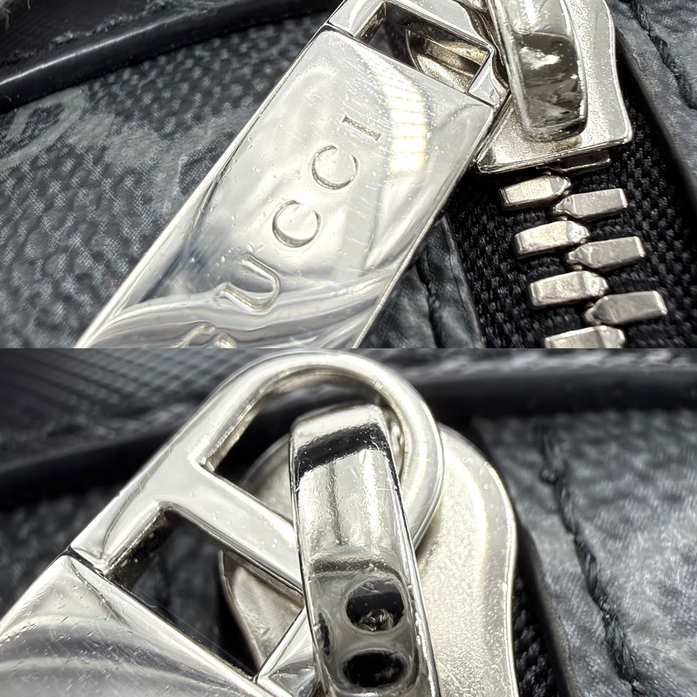 GUCCI グッチ ポーチ ウェブストライプ スモール コスメティックケース コスメポーチ セカンドバッグ 855753 GGスプリームキャンバス ブラック 黒 シルバー金具 メンズ【中古品】