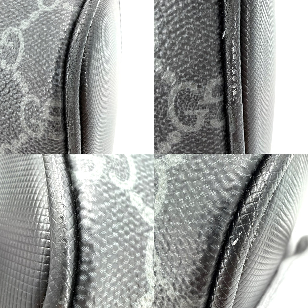 GUCCI グッチ ポーチ ウェブストライプ スモール コスメティックケース コスメポーチ セカンドバッグ 855753 GGスプリームキャンバス ブラック 黒 シルバー金具 メンズ【中古品】