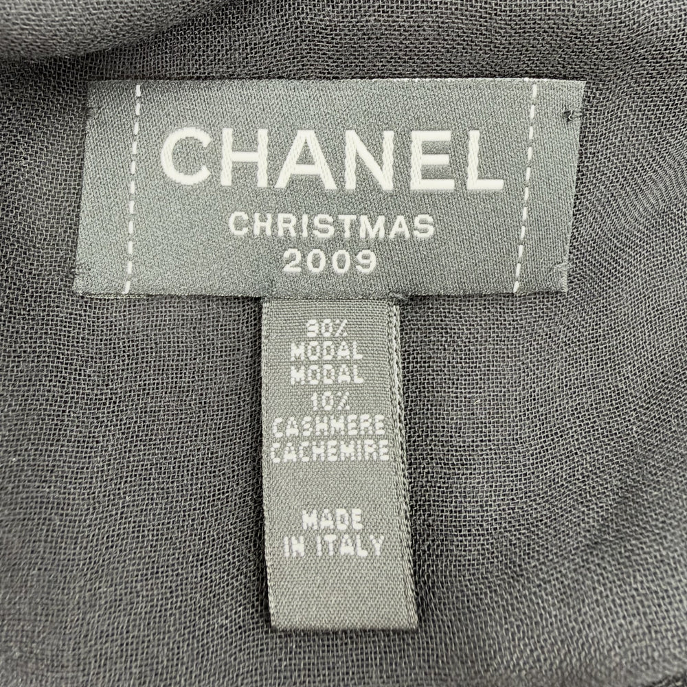 CHANEL シャネル ストール クリスマス ファッションアイテム スカーフ 春 秋 モダール カシミヤ ブラック 黒 レディース【中古品】