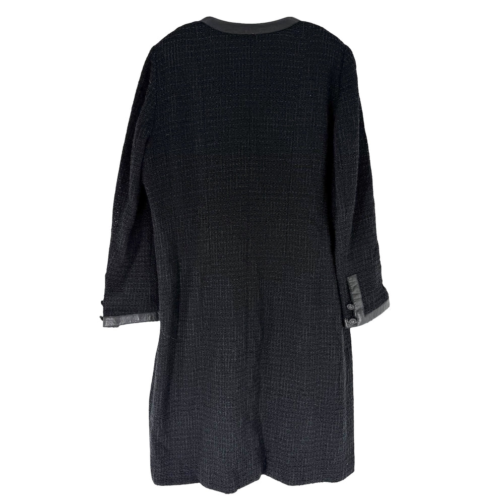CHANEL シャネル コート ロングジャケット ツイード ヴィンテージ アパレル 服 44 ブラック 黒 ネイビー 紺 秋 ナイロン コットン レーヨン リネン レディース【中古品】