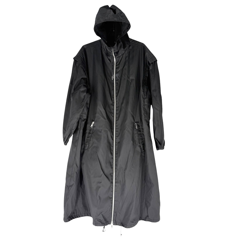 PRADA プラダ ジャケット フーデッド 2WAY ベスト アウター 38 ブラック 黒 シルバー金具 春 秋 ナイロン メンズ【中古品】