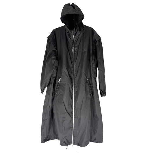 PRADA プラダ ジャケット フーデッド 2WAY ベスト アウター 38 ブラック 黒 シルバー金具 春 秋 ナイロン メンズ【中古品】