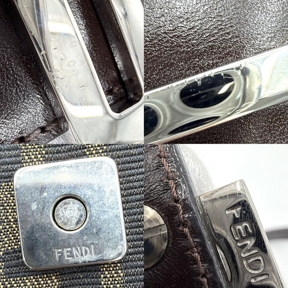 FENDI フェンディ ショルダーバッグ ズッカ マンマバケット キャンバス レザー ブラウン 茶 シルバー金具 レディース【中古品】