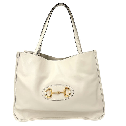 GUCCI グッチ トートバッグ ホースビット 1955 ハンドバッグ 623694 レザー オフホワイト ゴールド金具 レディース【中古品】
