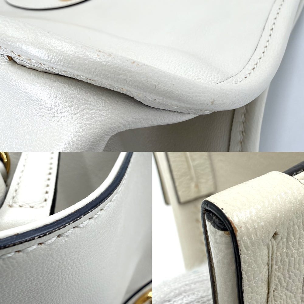 GUCCI グッチ トートバッグ ホースビット 1955 ハンドバッグ 623694 レザー オフホワイト ゴールド金具 レディース【中古品】