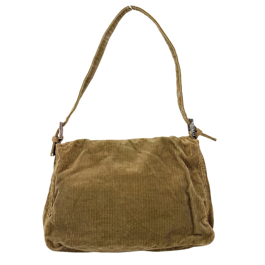FENDI フェンディ ショルダーバッグ マンマバケット 鞄 かばん 26325 コーデュロイ ブラウン 茶 シルバー金具 レディース【中古品】