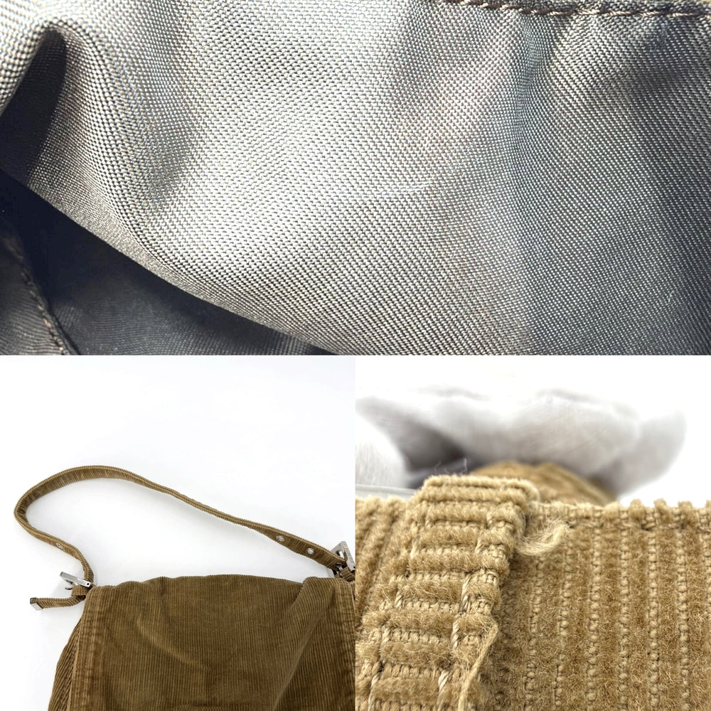 FENDI フェンディ ショルダーバッグ マンマバケット 鞄 かばん 26325 コーデュロイ ブラウン 茶 シルバー金具 レディース【中古品】