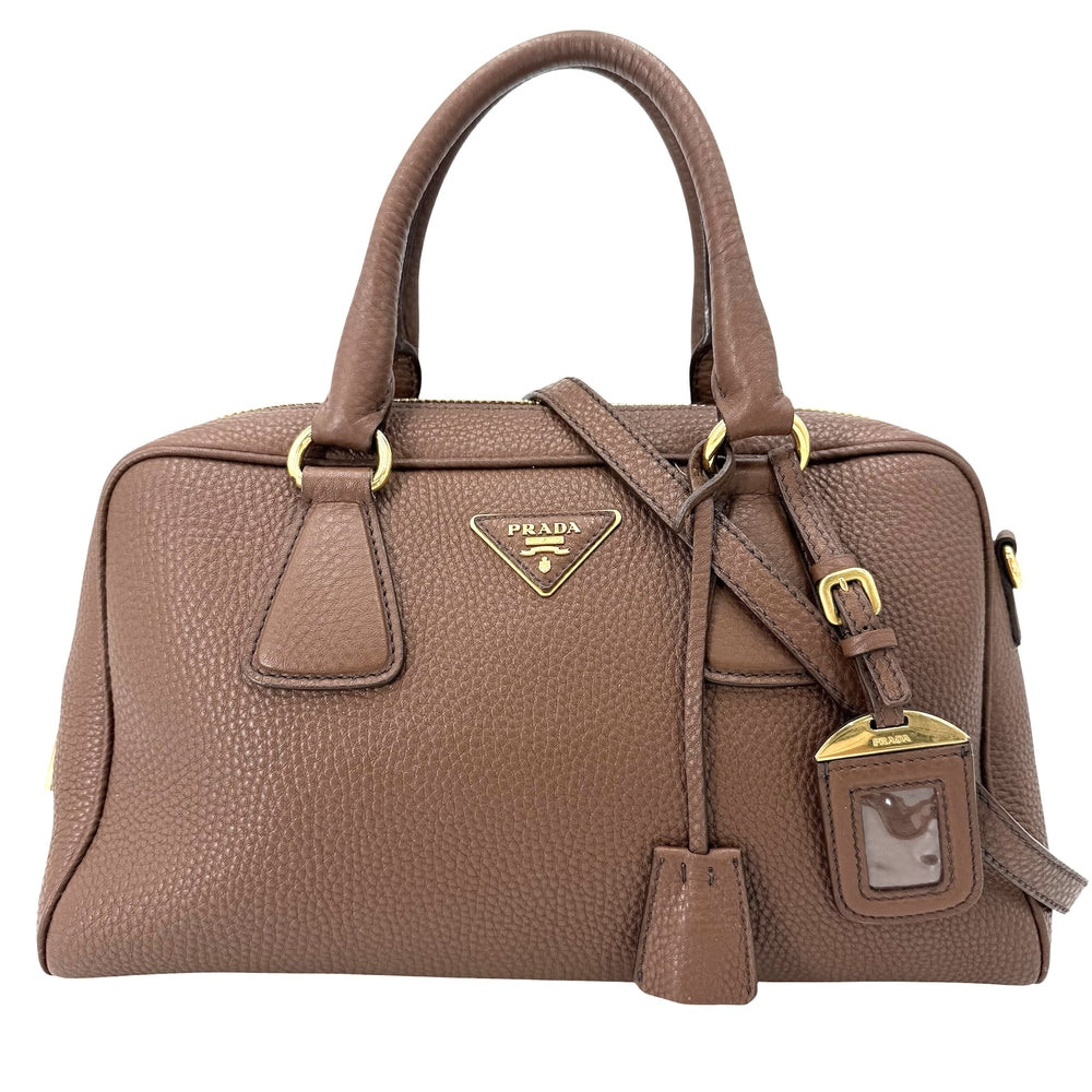 PRADA プラダ 2WAY ハンドバッグ ショルダーバッグ BL0867 レザー ブラウン 茶 ゴールド金具 レディース【中古品】