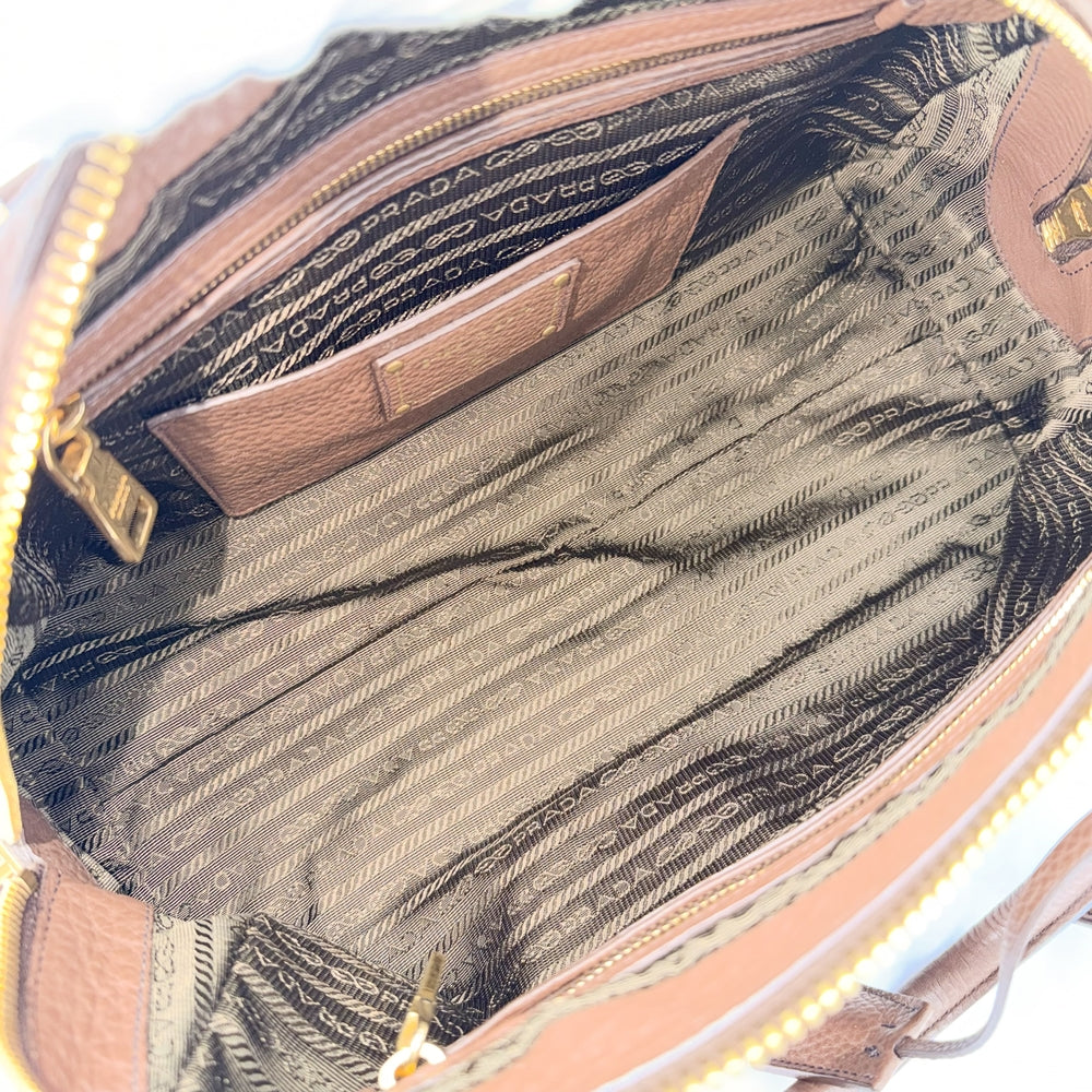 PRADA プラダ 2WAY ハンドバッグ ショルダーバッグ BL0867 レザー ブラウン 茶 ゴールド金具 レディース【中古品】