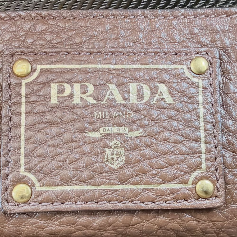 PRADA プラダ 2WAY ハンドバッグ ショルダーバッグ BL0867 レザー ブラウン 茶 ゴールド金具 レディース【中古品】