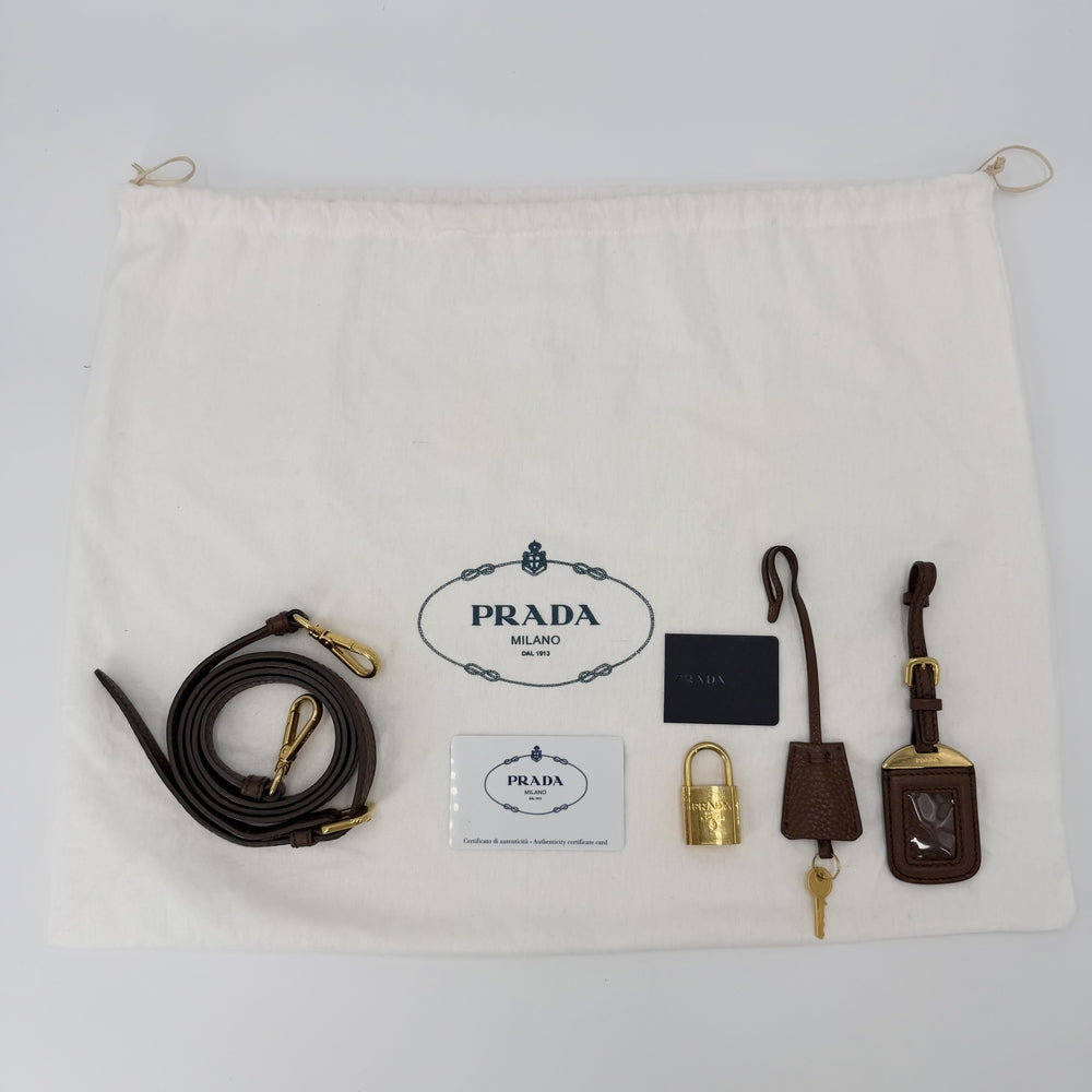 PRADA プラダ 2WAY ハンドバッグ ショルダーバッグ BL0867 レザー ブラウン 茶 ゴールド金具 レディース【中古品】
