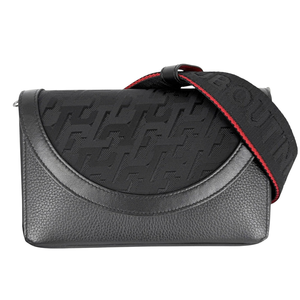 Christian Louboutin クリスチャンルブタン ショルダーバッグ エクスプローラーファンクウォレット ショルダーウォレット レザー ブラック 黒 レッド 赤 ガンメタル金具 ユニセックス【中古品】
