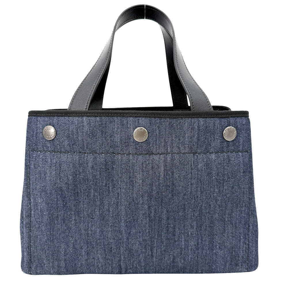 PRADA プラダ トートバッグ カナパ デニム生地 ハンドバッグ 1BG311 コットンデニム レザー ブルー 青 ゴールド金具 レディース【中古品】