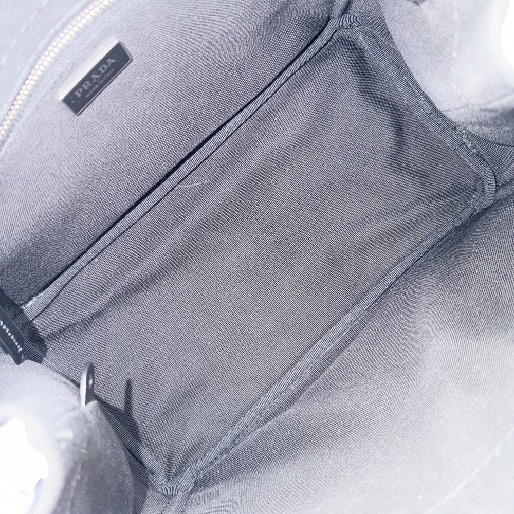 PRADA プラダ トートバッグ カナパ デニム生地 ハンドバッグ 1BG311 コットンデニム レザー ブルー 青 ゴールド金具 レディース【中古品】