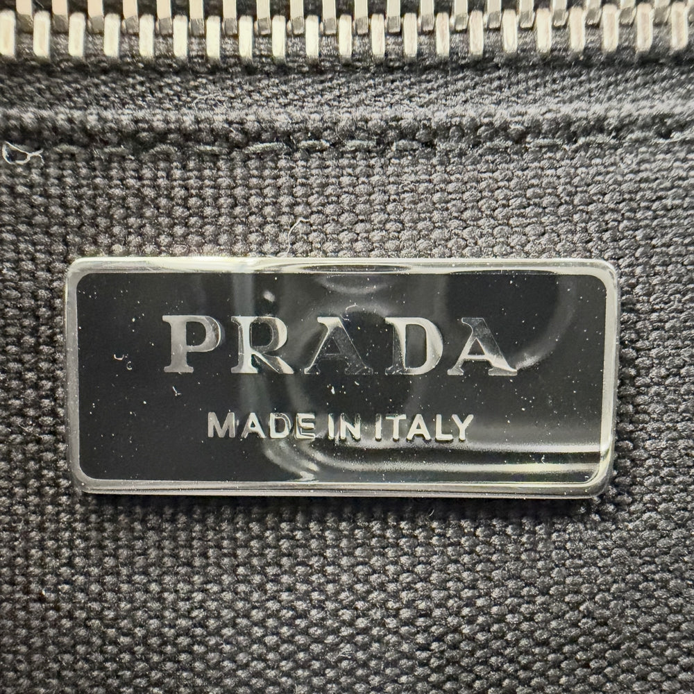 PRADA プラダ トートバッグ カナパ デニム生地 ハンドバッグ 1BG311 コットンデニム レザー ブルー 青 ゴールド金具 レディース【中古品】