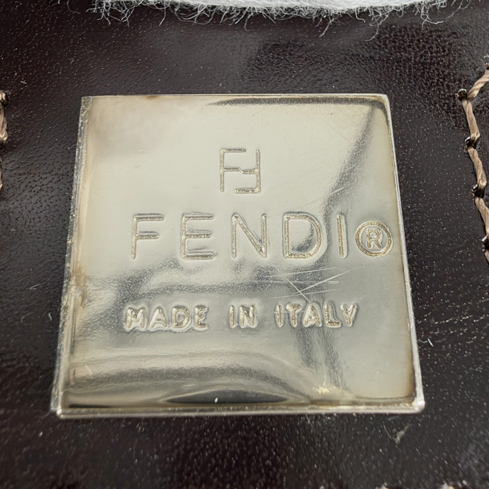 FENDI フェンディ ハンドバッグ マンマバケット ビーズ 刺繍 Mamma Bucket 26424 デニム レザー インディゴ シルバー金具 レディース【中古品】