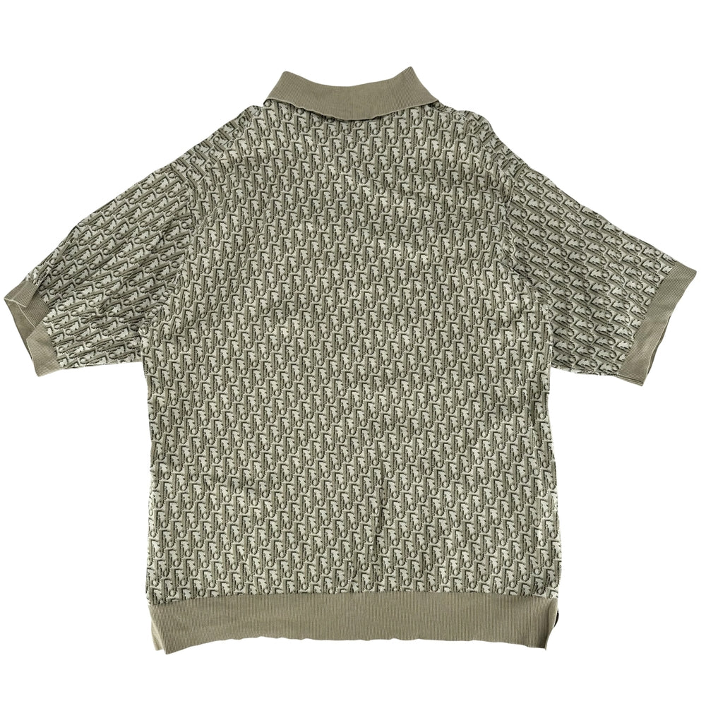 Dior ディオール ポロシャツ オブリーク ジャガード 半袖 トップス アパレル 服 XL グリーン 緑 春 夏 秋 コットン メンズ【中古品】